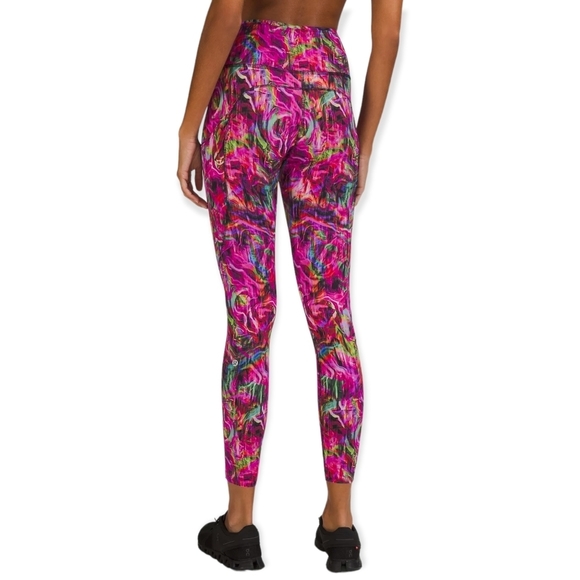 Lululemon Hyper Flow Pink Multi Fast and Free High-Rise Tight 25" with Pockets - Picture 4 of 5